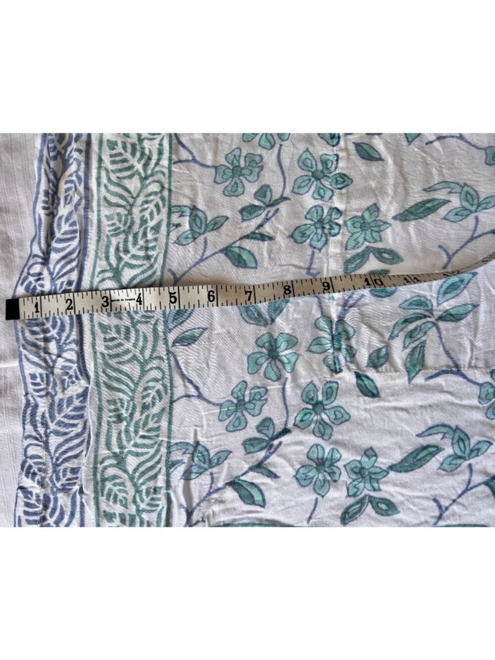 Fabindia Silk Cotton Tablecloth Blue & Green Floral Pattern 84x40 & 9" Drop Boho - Picture 9 of 11